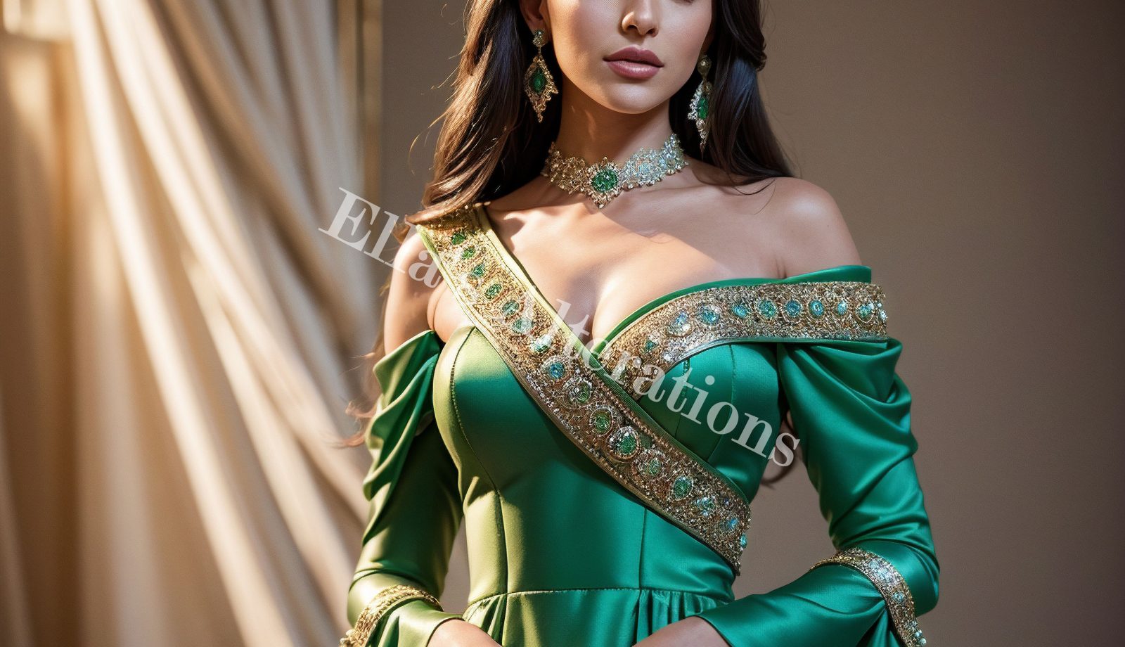 Reception Wear Gown In Sea Green Color