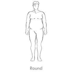 Round or Oval: This body type has a larger midsection compared to the chest and shoulders.