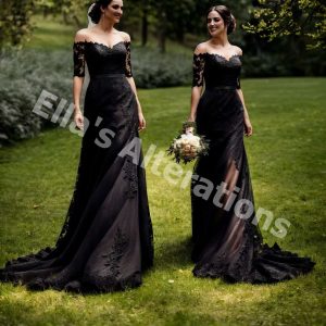 Trendy black, bridal fashion.