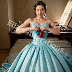 Tailor adjusting bridal gown