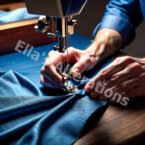 Jeans hemming in action