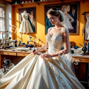 Tailor fitting bridal gown