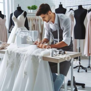 Detailed wedding gown adjustments