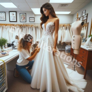 Intricate bridal dress detail