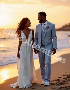 Wedding guest: Pastel suit.