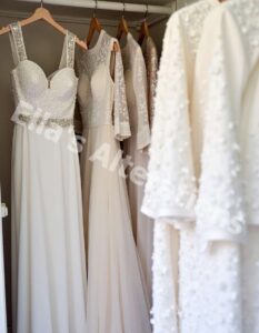 Sequined gown fitting session