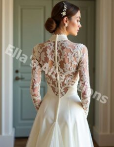 Romantic lace illusion neckline