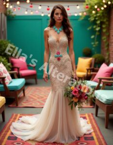 Edgy beaded wedding gown
