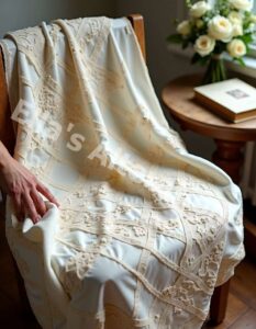 Upcycled wedding dress magic.
