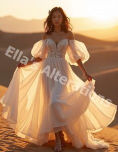 Stunning satin bridal gown