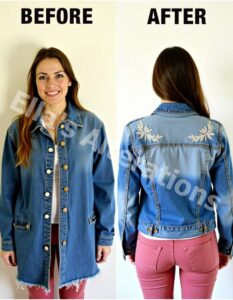 Upcycled denim jacket transformation
