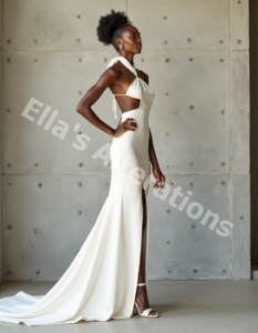 Boatneck gown, effortless beauty