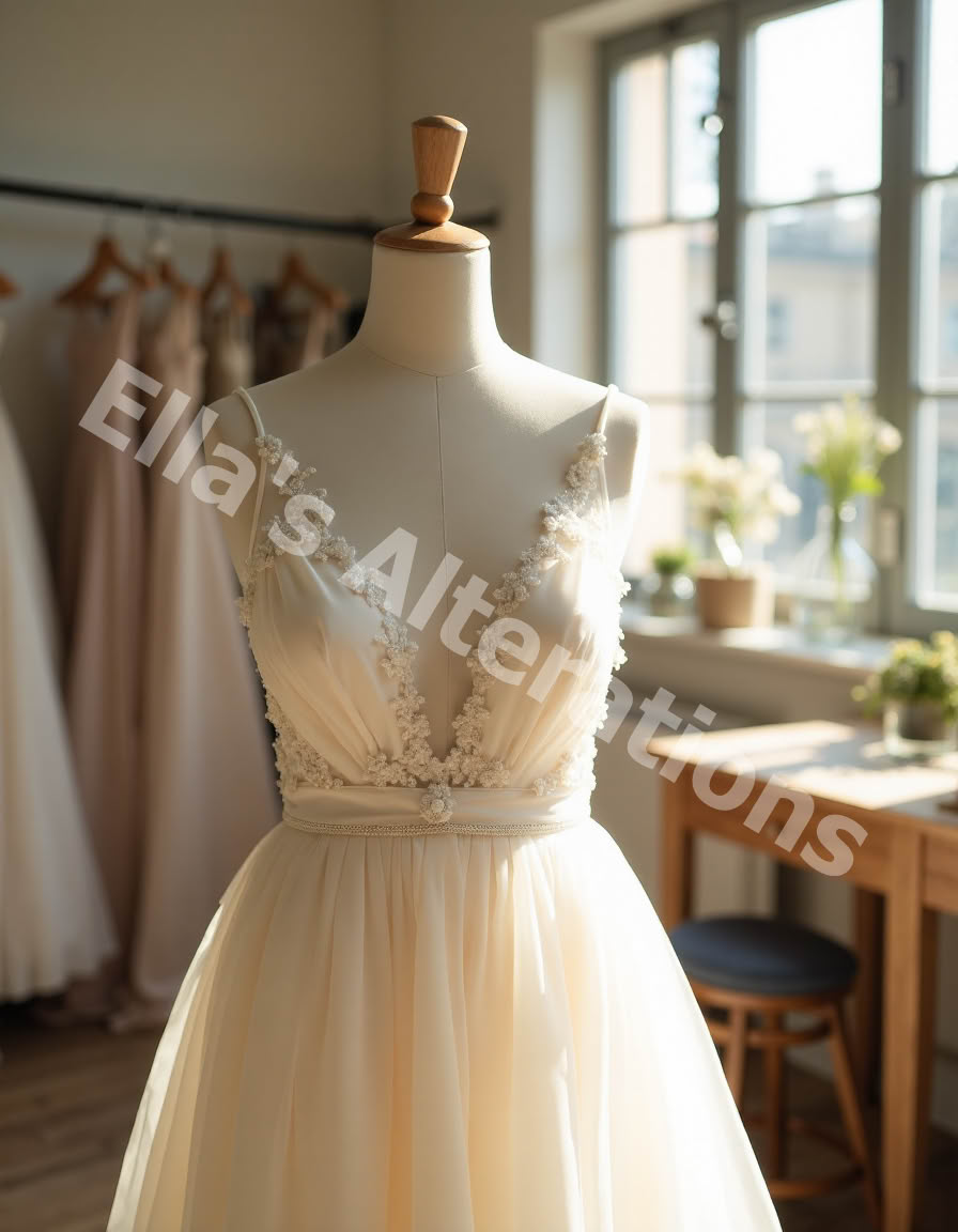 Bride modeling low waist