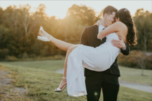 Bride and groom shine